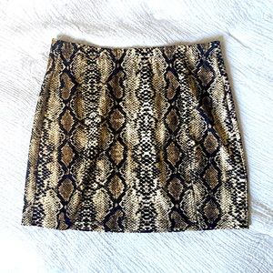 Snakeskin high rise mini skirt